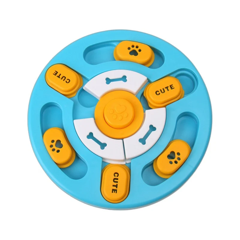 Hunde Intelligenzspielzeug, Runde Puzzlespielzeug, Hundespielzeug mit Quietscher, blau & hellblau