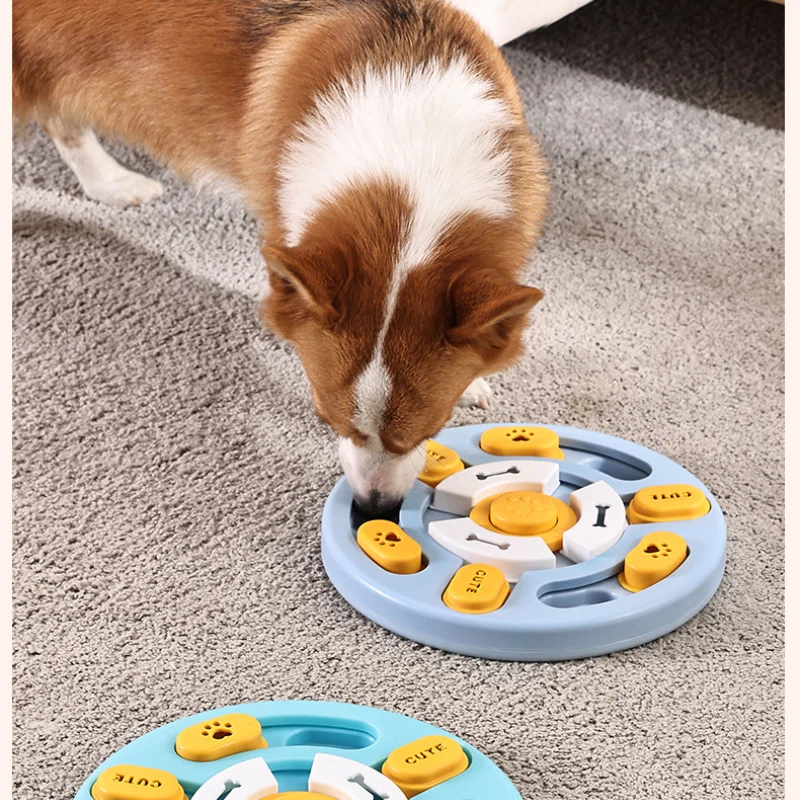 Hunde Intelligenzspielzeug, Runde Puzzlespielzeug, Hundespielzeug mit Quietscher, blau & hellblau