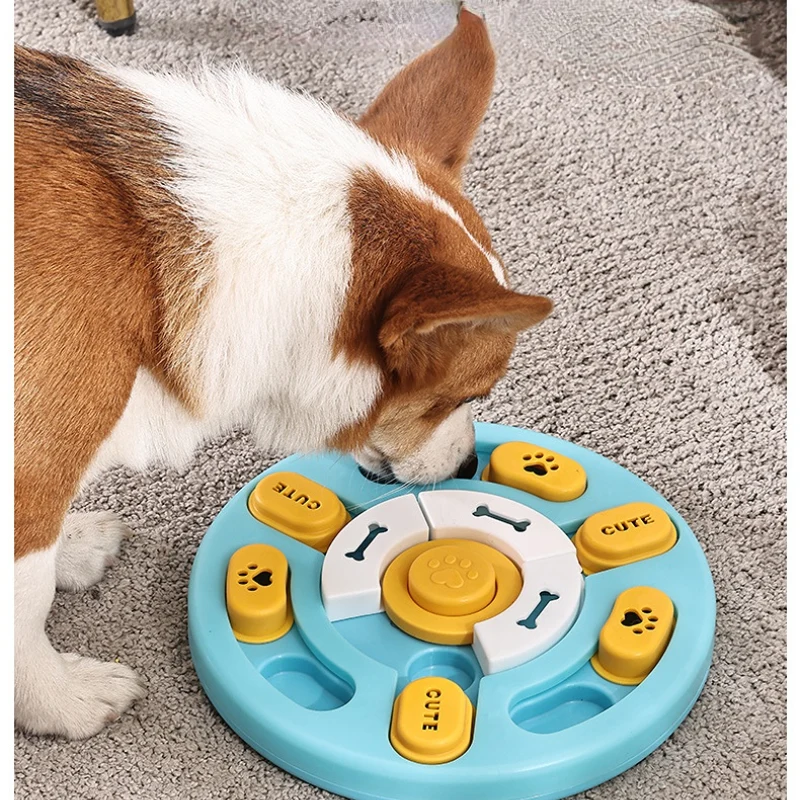 Hunde Intelligenzspielzeug, Runde Puzzlespielzeug, Hundespielzeug mit Quietscher, blau & hellblau