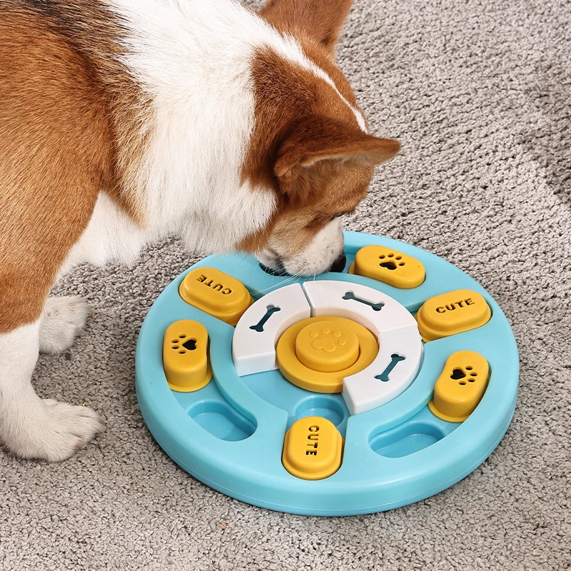 Hunde Intelligenzspielzeug, Runde Puzzlespielzeug, Hundespielzeug mit Quietscher, blau & hellblau