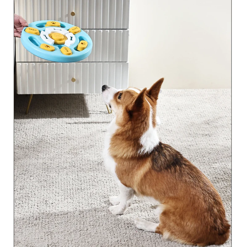 Hunde Intelligenzspielzeug, Runde Puzzlespielzeug, Hundespielzeug mit Quietscher, blau & hellblau