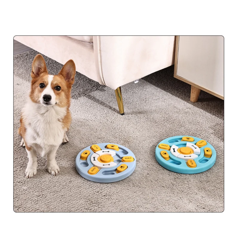 Hunde Intelligenzspielzeug, Runde Puzzlespielzeug, Hundespielzeug mit Quietscher, blau & hellblau