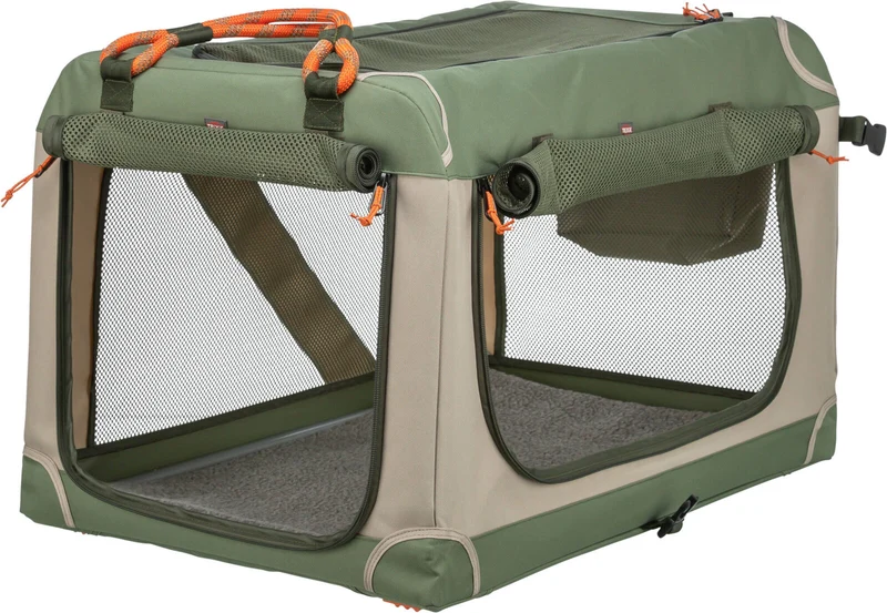Faltbare Hundebox Comfy mit abnehmbarer Außentasche und Netzstoff