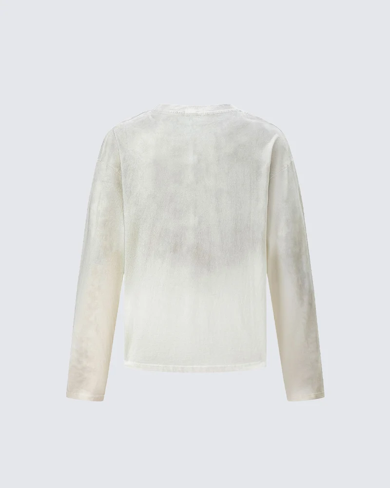 KIIKIO Grunge Washed Graphic Long Sleeve Tee