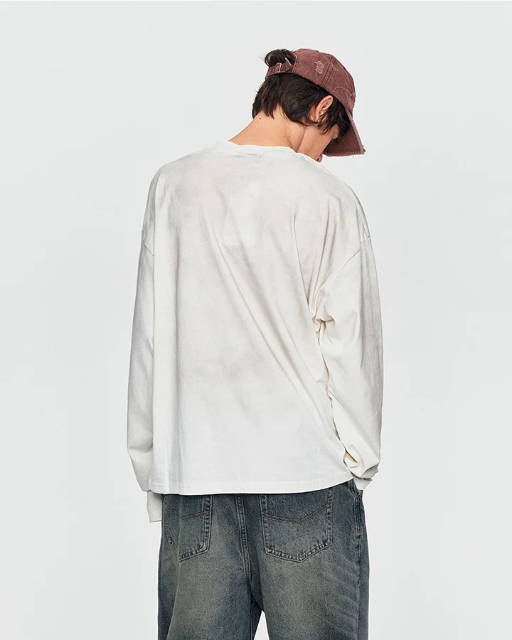 KIIKIO Grunge Washed Graphic Long Sleeve Tee