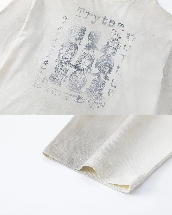KIIKIO Grunge Washed Graphic Long Sleeve Tee