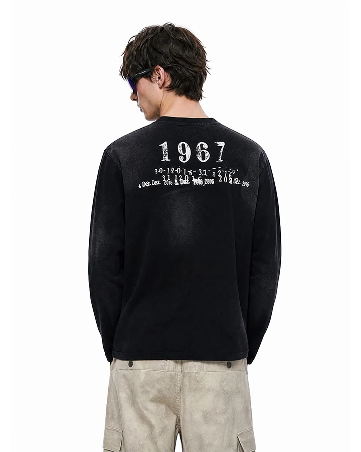 KIIKIO Dark Vintage Graphic Print Long Sleeve Tee