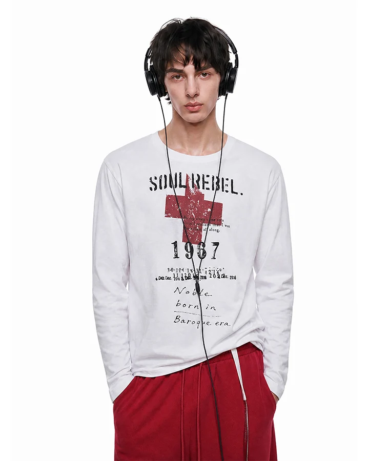 KIIKIO Dark Vintage Graphic Print Long Sleeve Tee