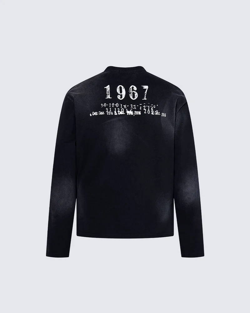 KIIKIO Dark Vintage Graphic Print Long Sleeve Tee