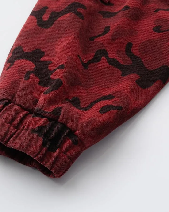 KIIKIO Retro Red Camouflage Zip-Up Hoodie