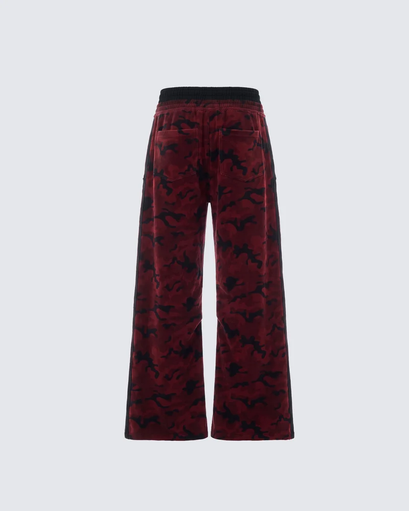 KIIKIO Retro Red Camouflage Wide Leg Pants