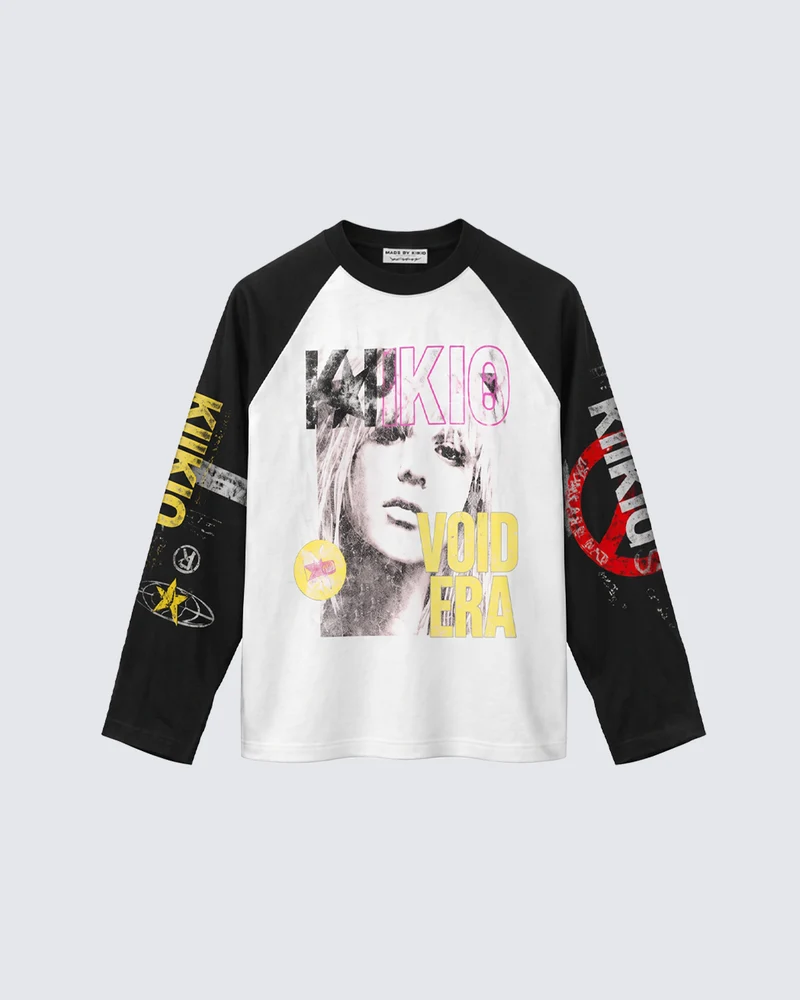 KIIKIO Retro Patchwork Art-Print Long-Sleeve T-shirt
