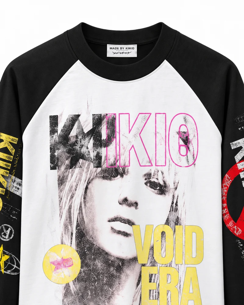 KIIKIO Retro Patchwork Art-Print Long-Sleeve T-shirt