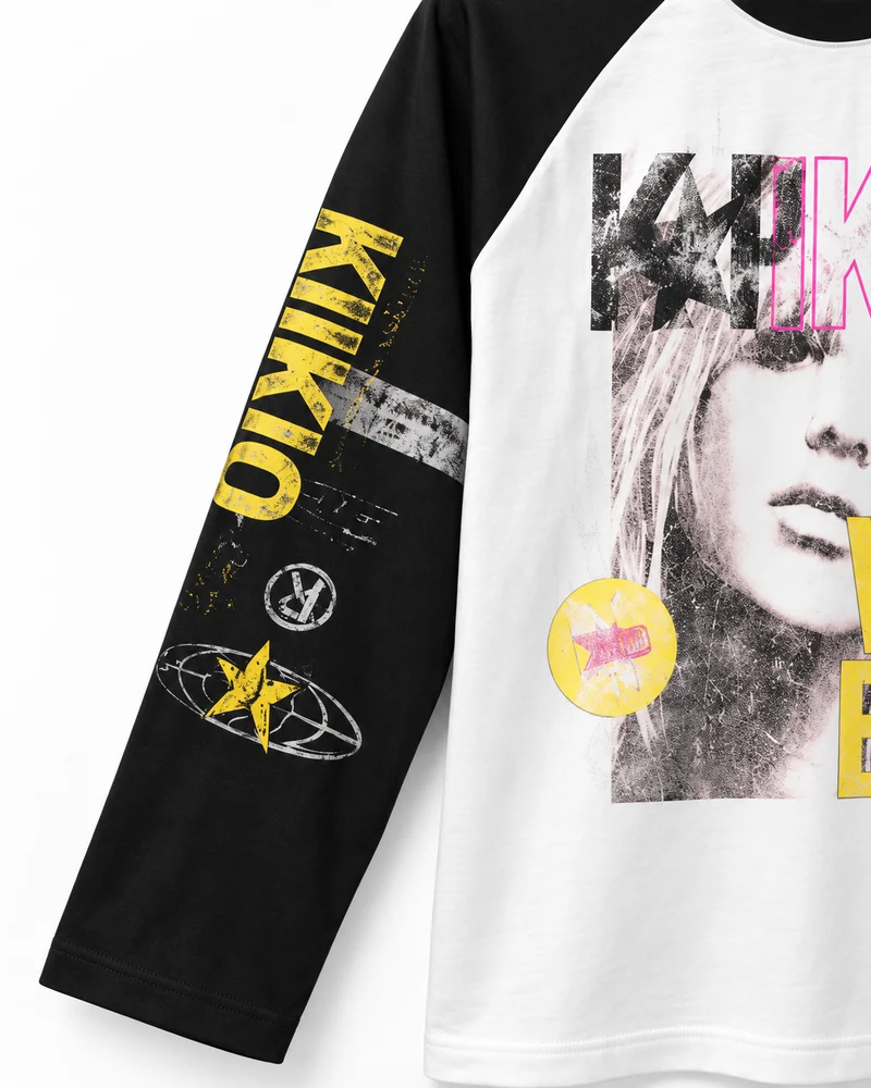 KIIKIO Retro Patchwork Art-Print Long-Sleeve T-shirt