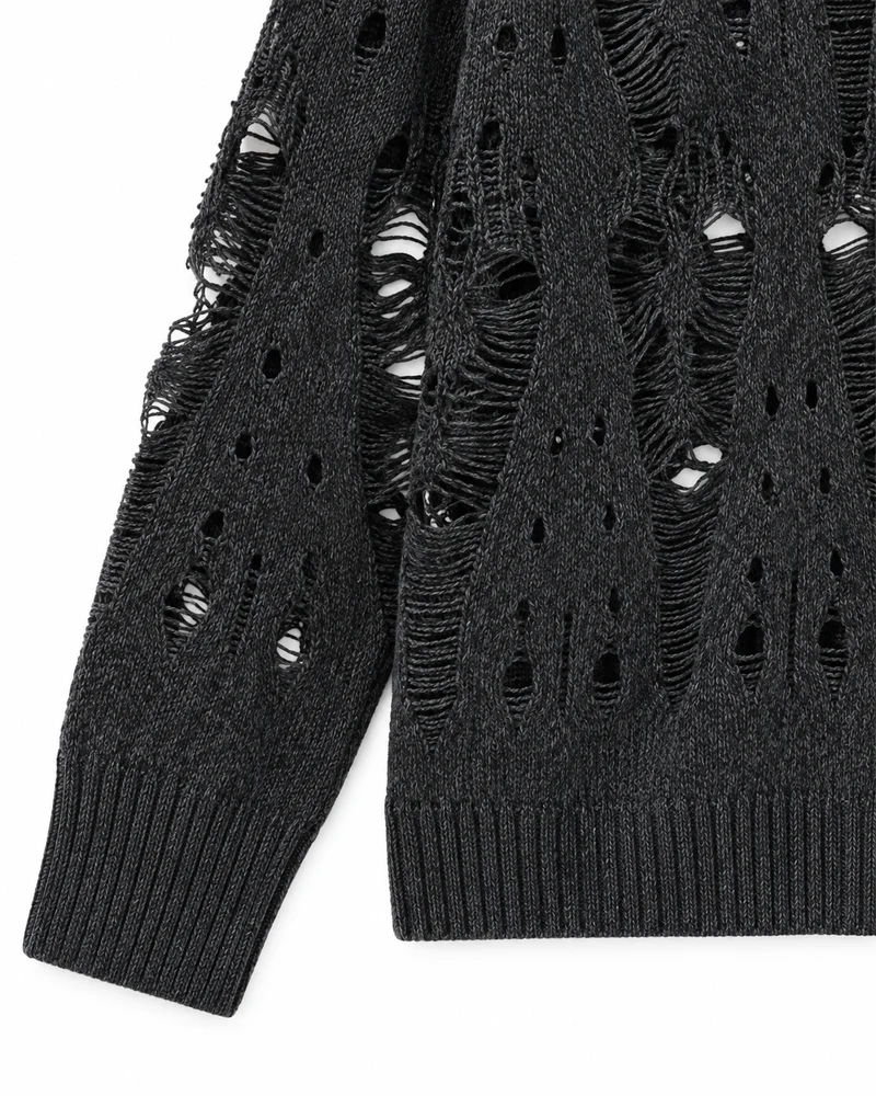 KIIKIO Distressed Hollow Knit Oversized Sweater