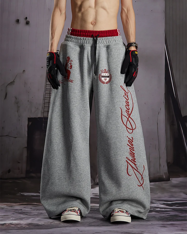 KIIKIO Street Oversized Graphic Embroidery Casual Sweatpants