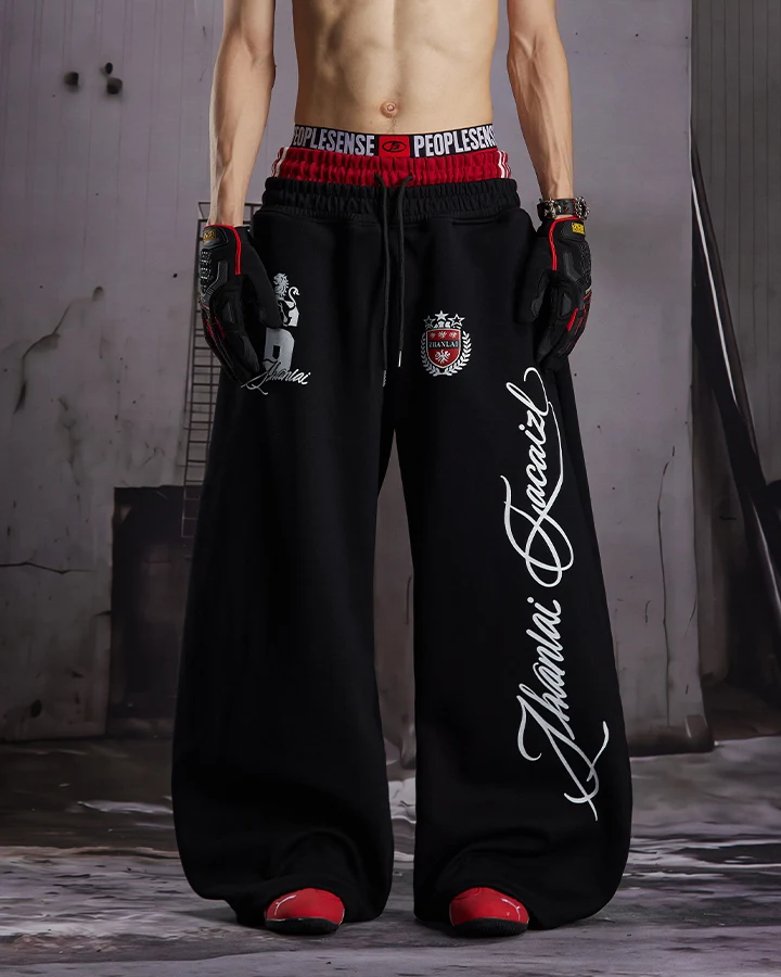 KIIKIO Street Oversized Graphic Embroidery Casual Sweatpants