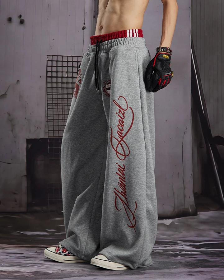 KIIKIO Street Oversized Graphic Embroidery Casual Sweatpants