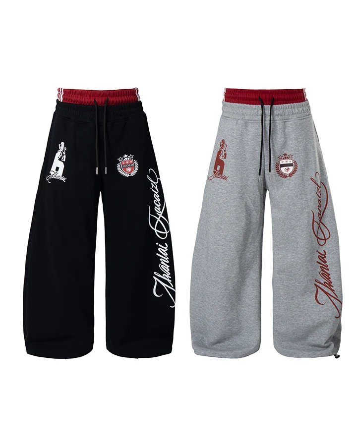 KIIKIO Street Oversized Graphic Embroidery Casual Sweatpants