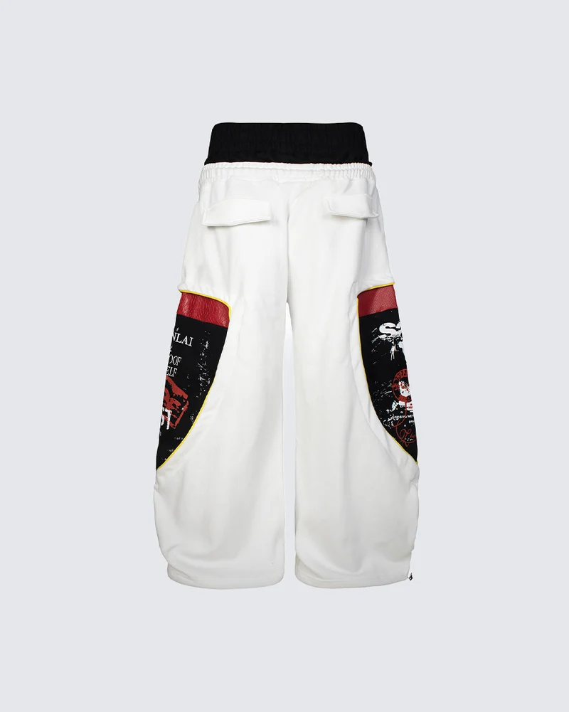 KIIKIO Street Patchwork Graphic Layered Casual Pants