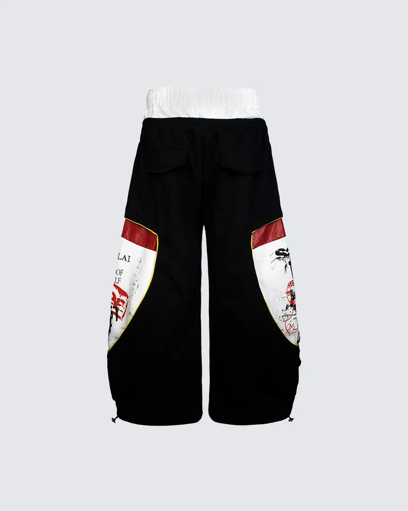KIIKIO Street Patchwork Graphic Layered Casual Pants