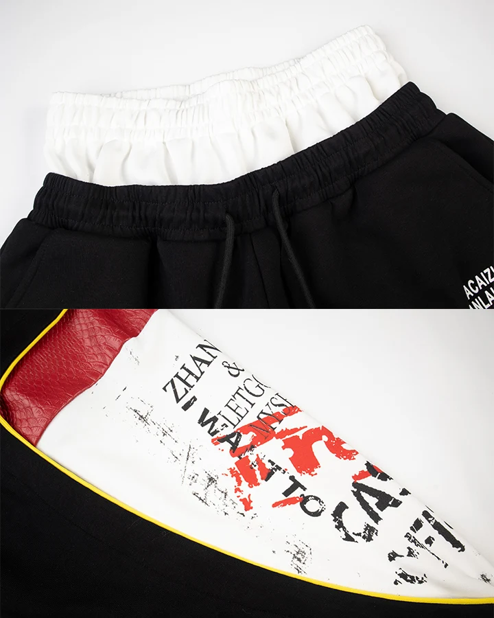 KIIKIO Street Patchwork Graphic Layered Casual Pants