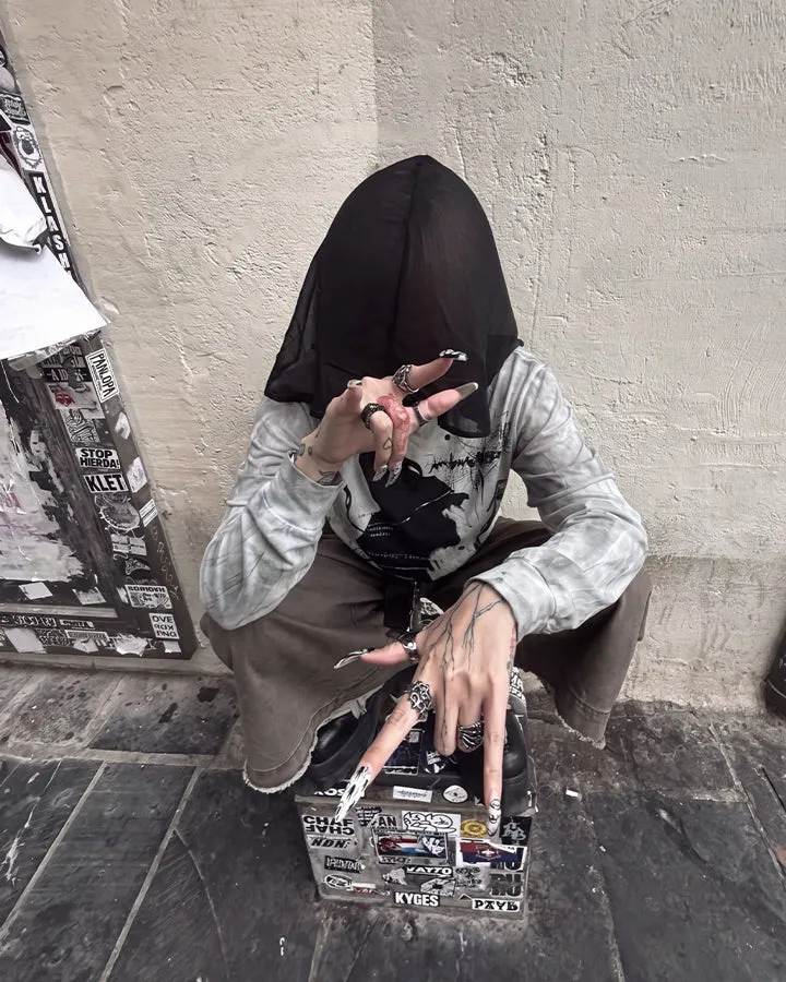 KIIKIO Washed Layered Graphic Long Sleeve Tee