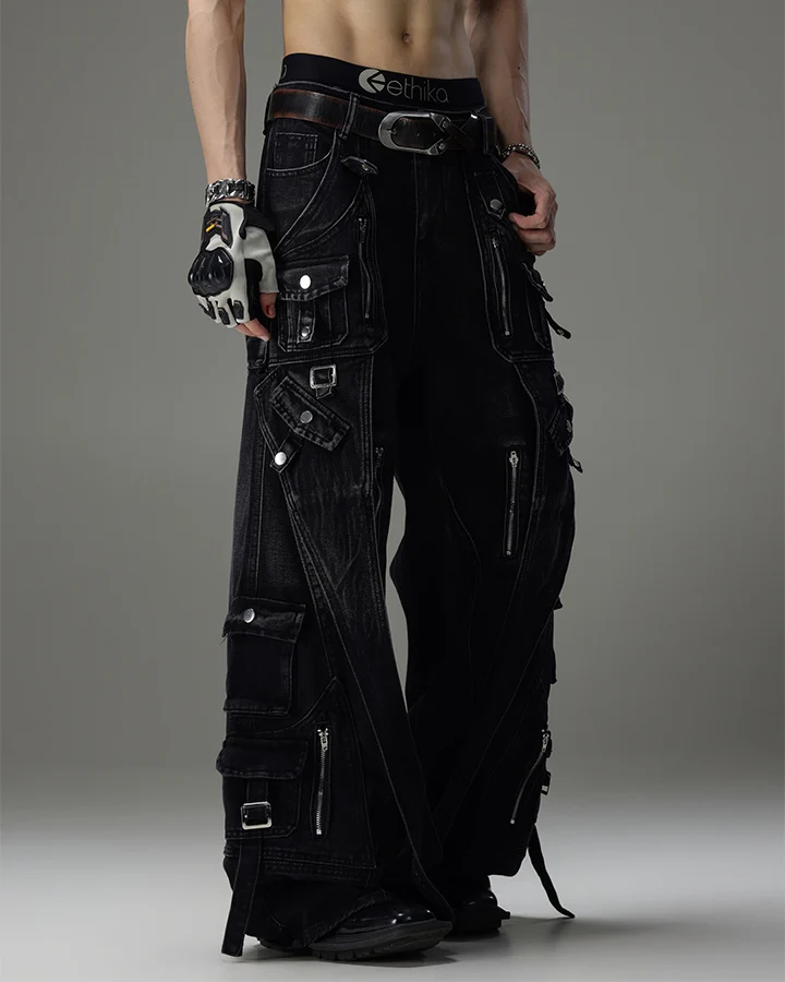 KIIKIO Utility Multi Pocket Layered Zipper Cargo Pants