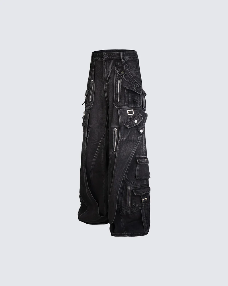 KIIKIO Utility Multi Pocket Layered Zipper Cargo Pants