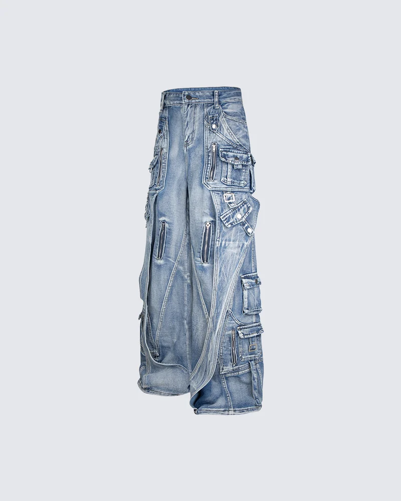 KIIKIO Utility Multi Pocket Layered Zipper Cargo Pants