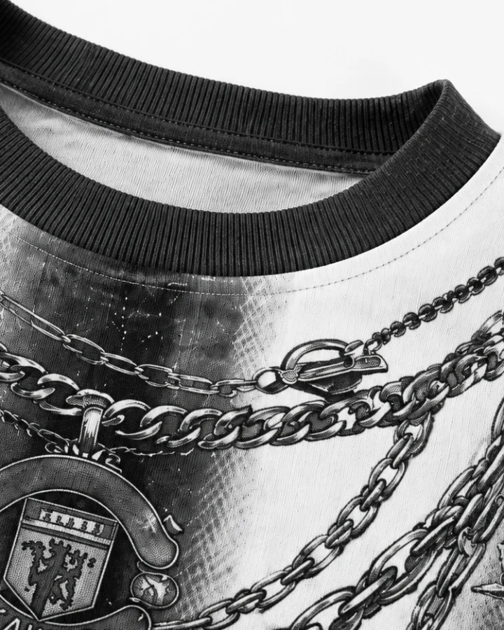 KIIKIO Vintage Graphic Chain Print Long Sleeve T-Shirt