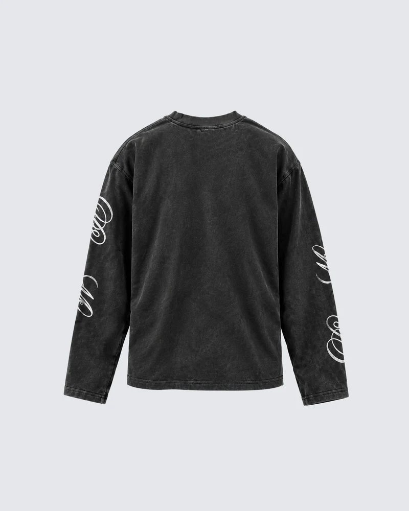 KIIKIO Retro Washed Graphic Long Sleeve T-Shirt