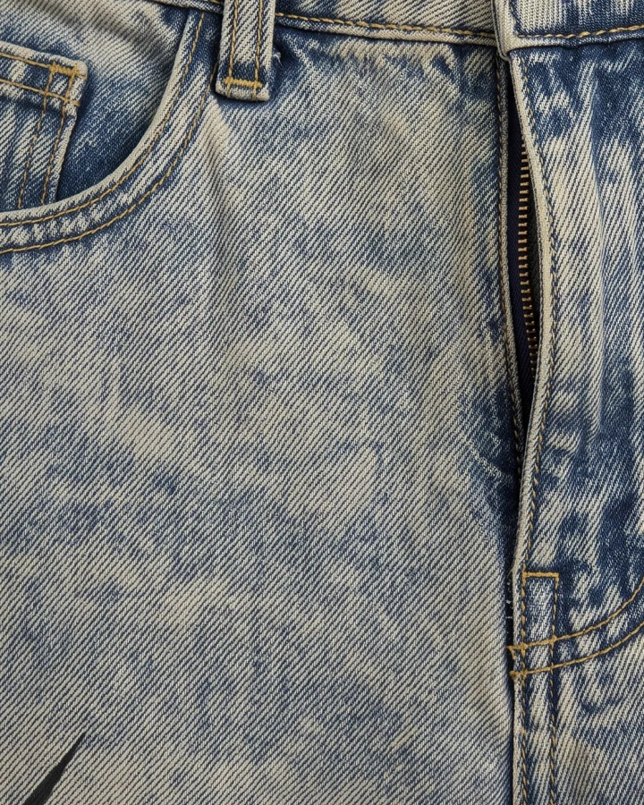KIIKIO Vintage Washed Tribal Graphic Baggy Denim Jeans