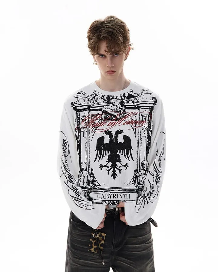 KIIKIO Gothic Eagle Graphic Long Sleeve Top