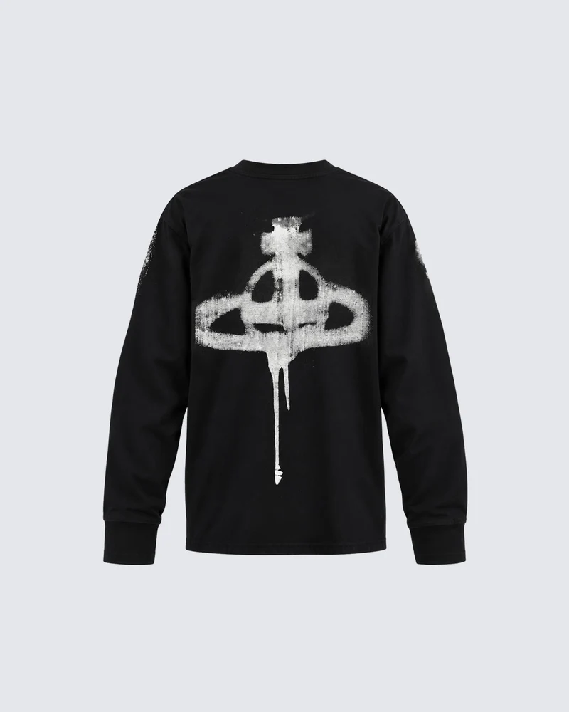 KIIKIO American Dark Style Ink-Splatter Print Long Sleeve Top