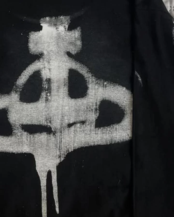 KIIKIO American Dark Style Ink-Splatter Print Long Sleeve Top