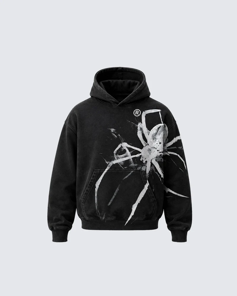 KIIKIO Retro Abstract Brush Stroke Graphic Oversized Hoodie