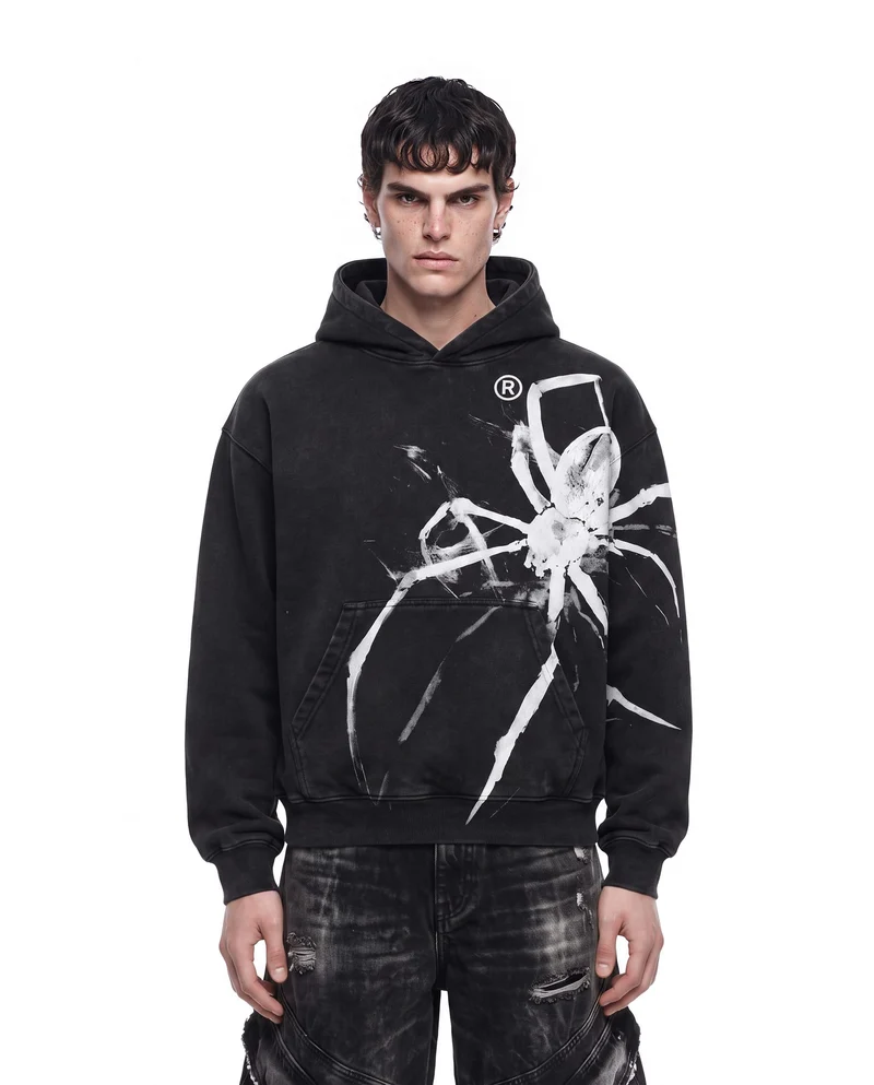 KIIKIO Retro Abstract Brush Stroke Graphic Oversized Hoodie