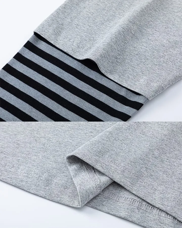 KIIKIO Striped Layered Graphic Hoodie