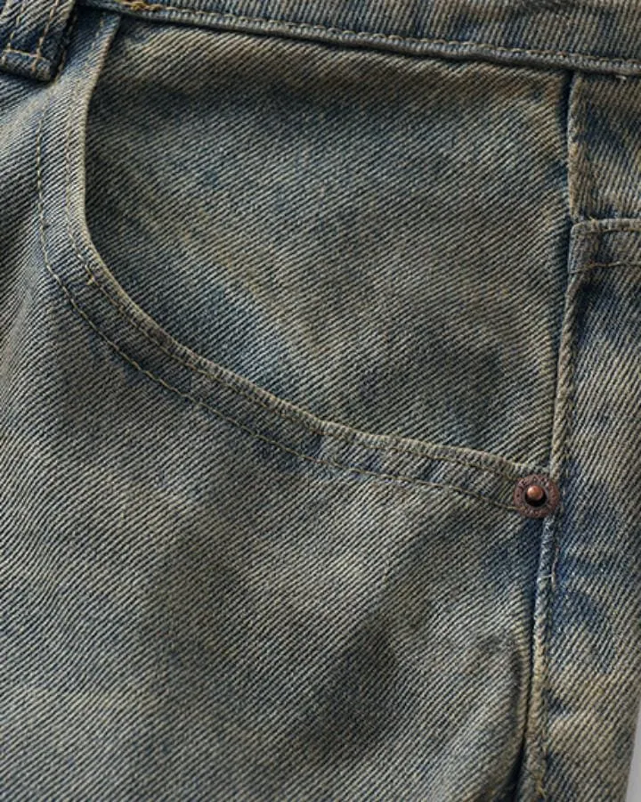 KIIKIO Distressed Washed Wide Leg Denim Jeans