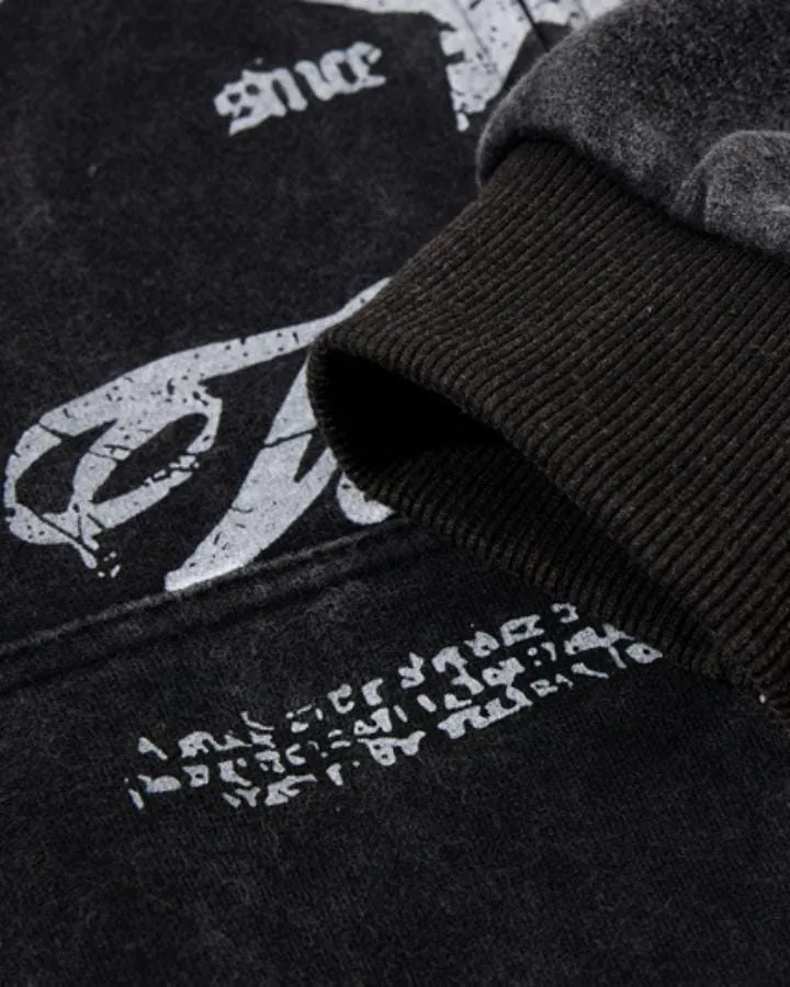 KIIKIO Vintage Lettering Graphic Zip-Up Hoodie