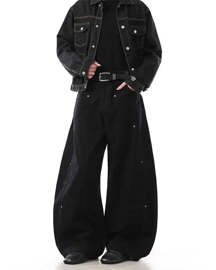 KIIKIO Rivet Vintage Curved Leg Cargo Pants