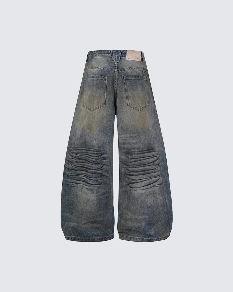 KIIKIO Vintage Washed Wide Leg Jeans