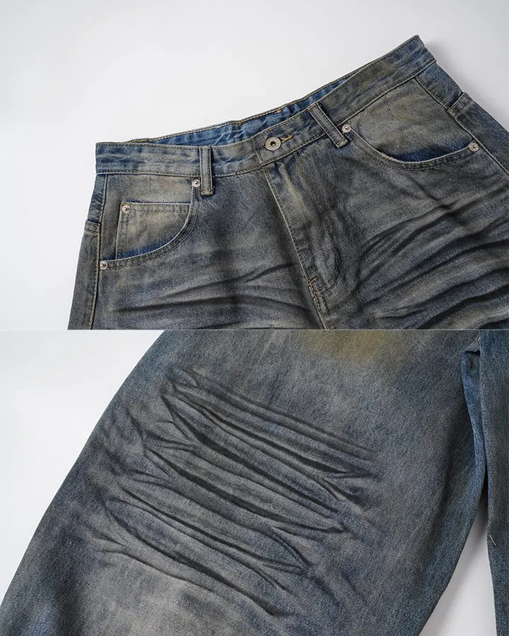 KIIKIO Vintage Washed Wide Leg Jeans