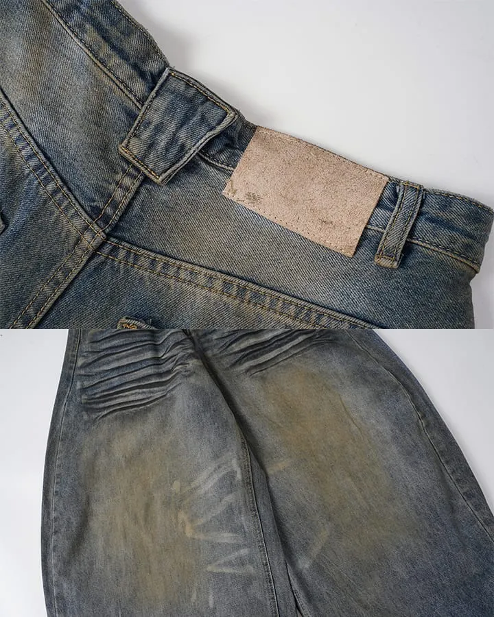 KIIKIO Vintage Washed Wide Leg Jeans