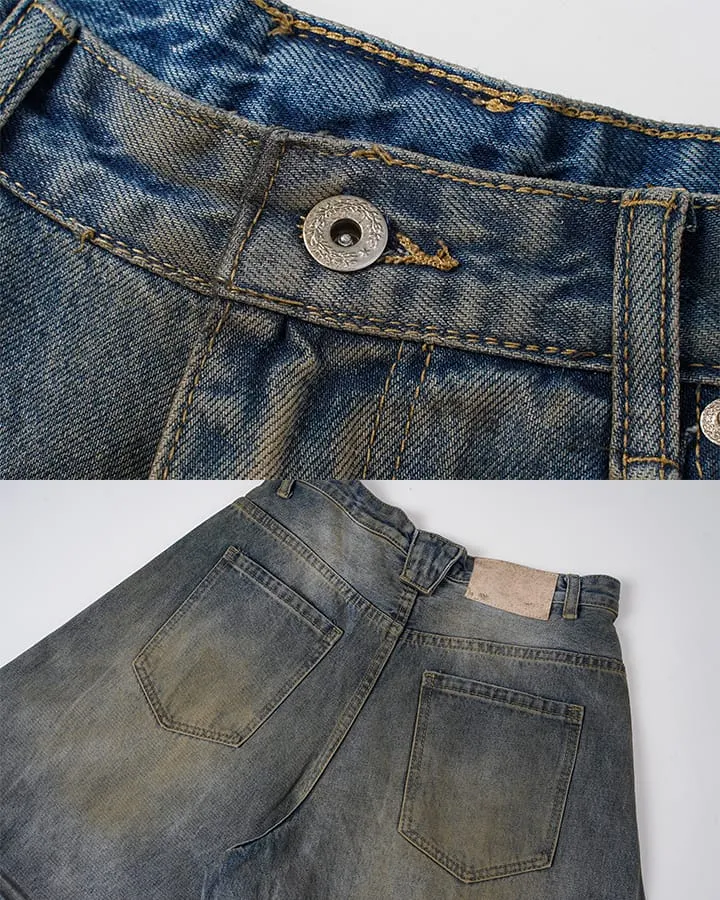 KIIKIO Vintage Washed Wide Leg Jeans