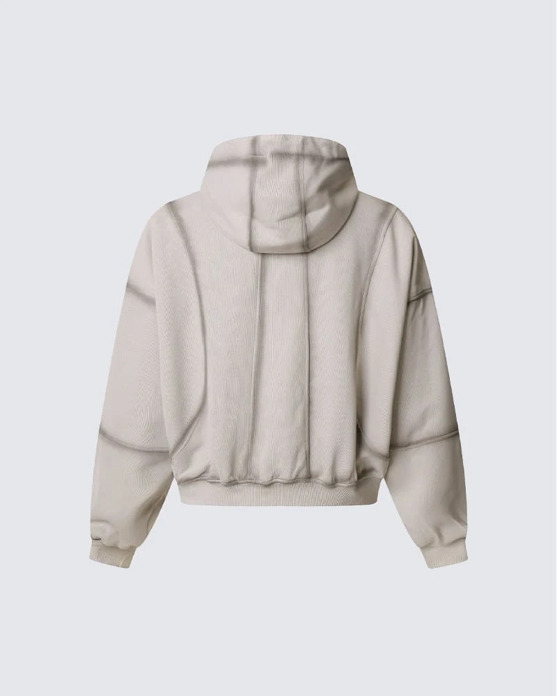 KIIKIO Minimalist Oversized Zip Hoodie with Structured Panel Design