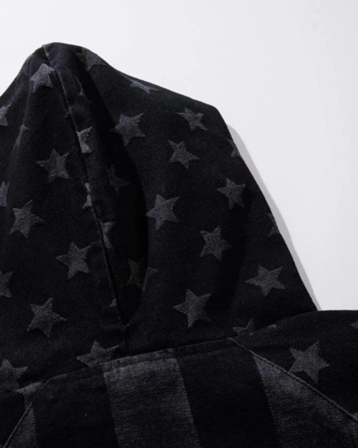 KIIKIO American Star Pattern Oversized Hooded Sweatshirt