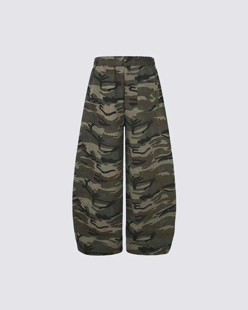 KIIKIO American Camouflage Graphic Print Casual Sweatpants