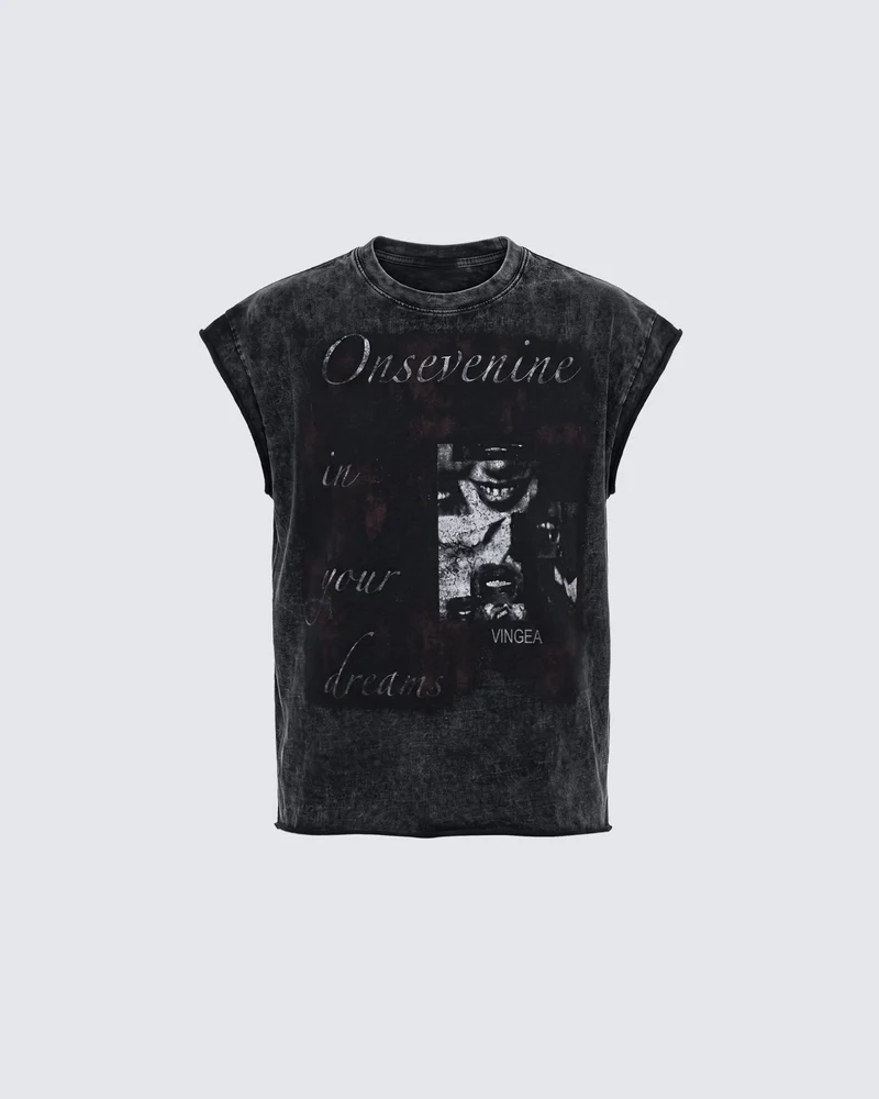 KIIKIO American Washed Distressed Artistic Graphic Tank Top